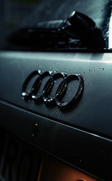 a close up of a car's logo