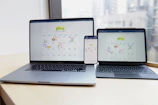 a couple of laptops on a table