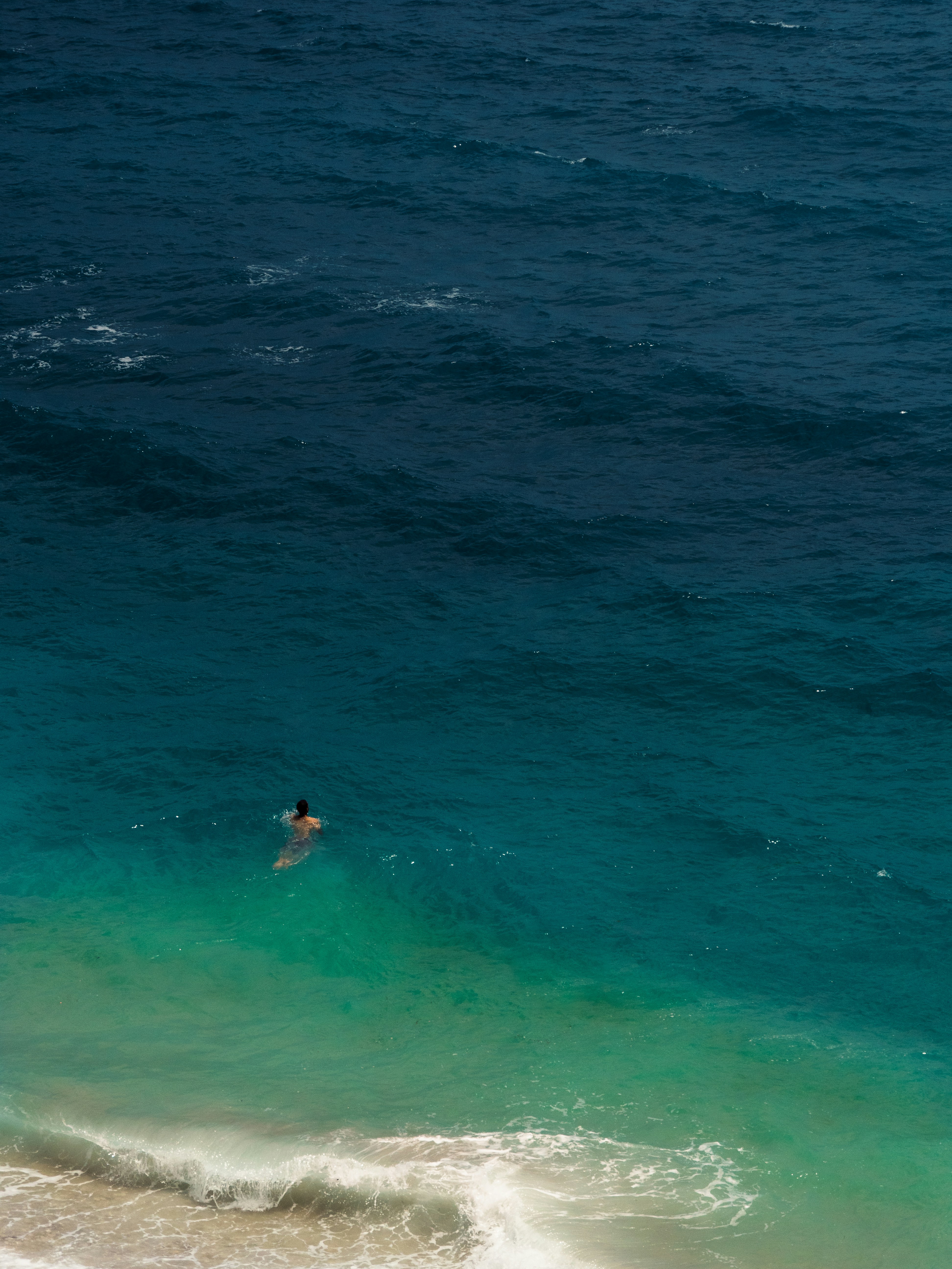 a person swimming in the ocean