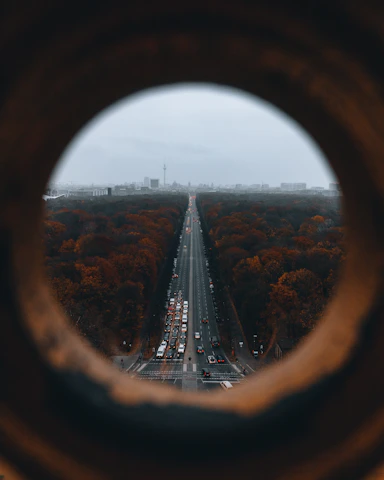 a view of a city from a window