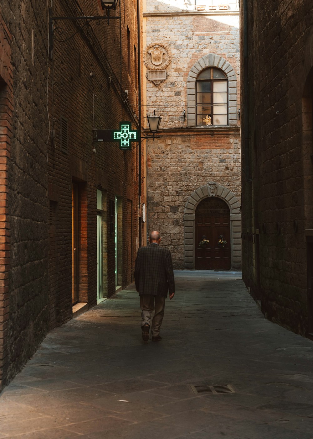 a person walking down a street