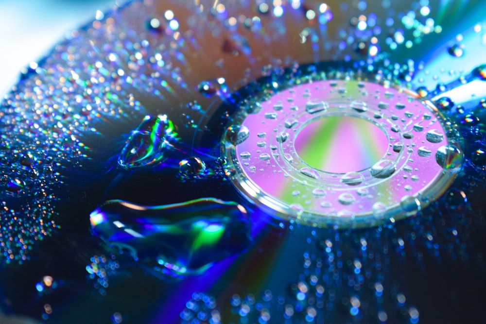 a close up of water drops