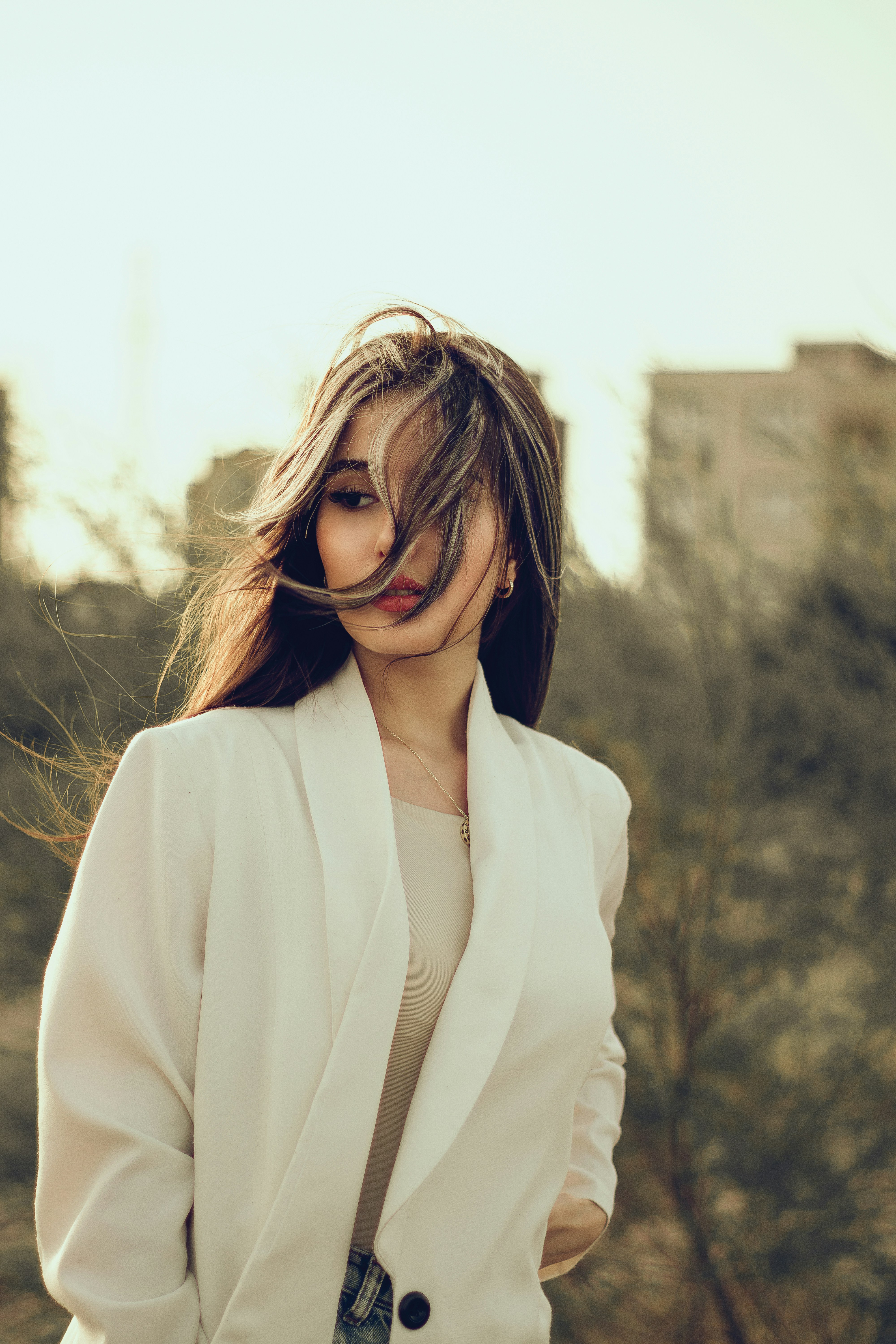 a woman with a face mask