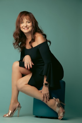 a woman sitting on a chair