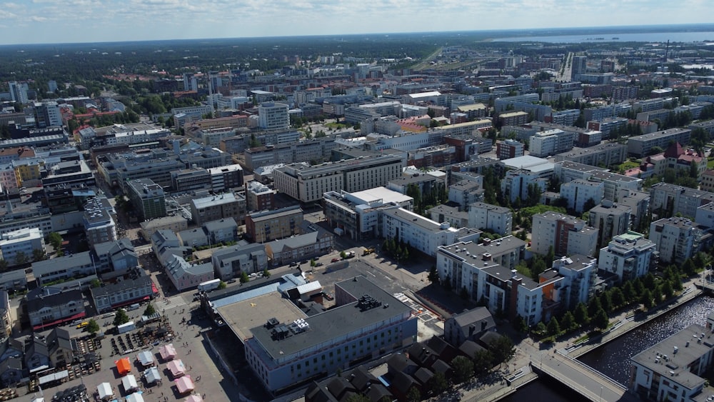 an aerial view of a city