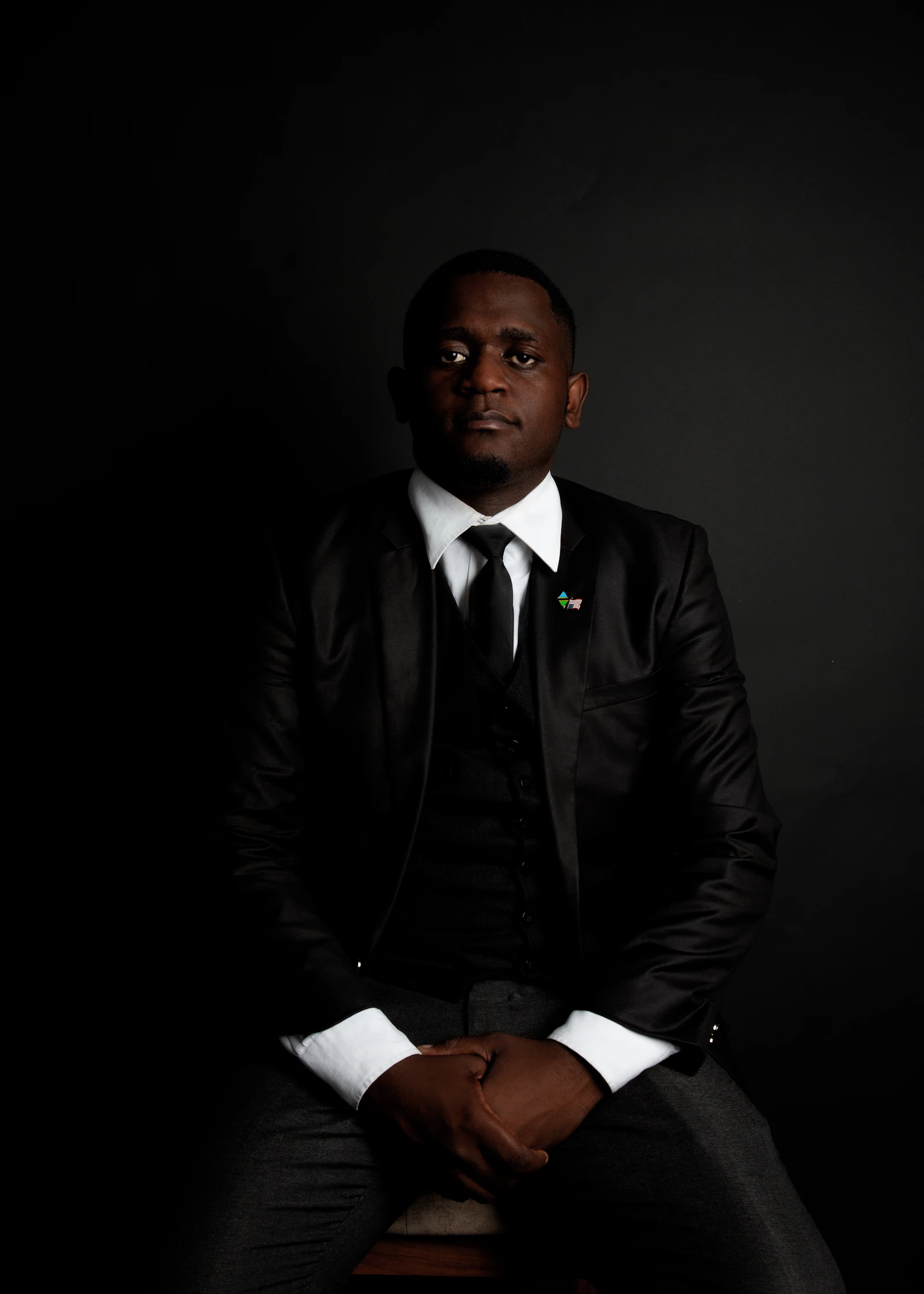 Model in tailored menswear