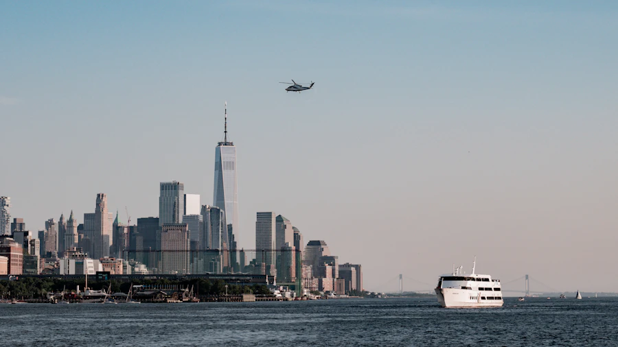 Manhattan skyline from above