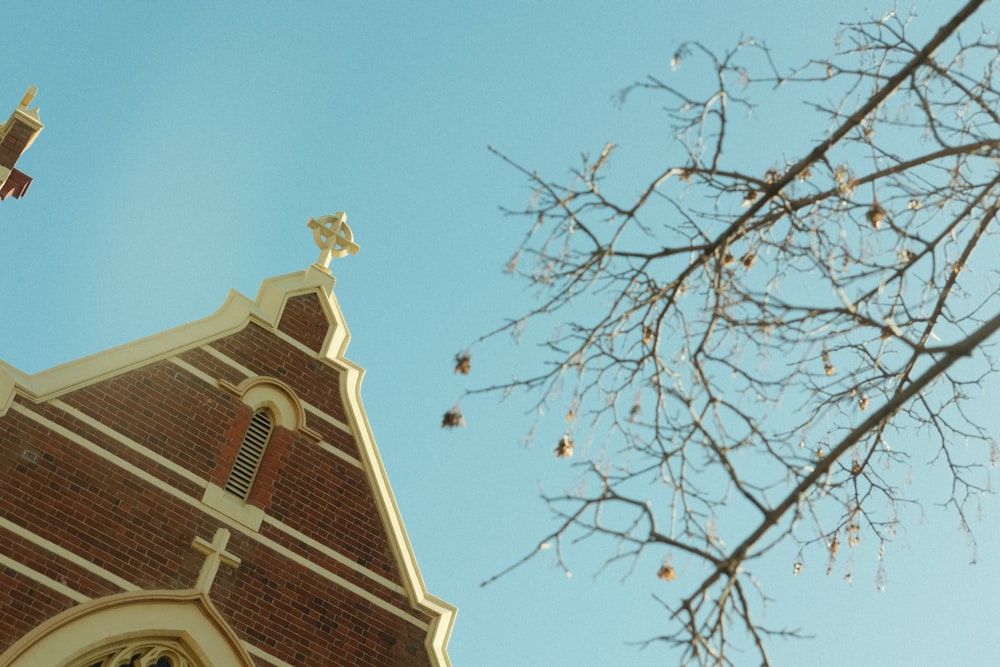 a building with a statue on top