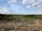 A vast landscape featuring a clear blue sky with scattered clouds above a dense forest. The foreground shows a cleared area with patches of water and exposed soil, indicating land development or deforestation.