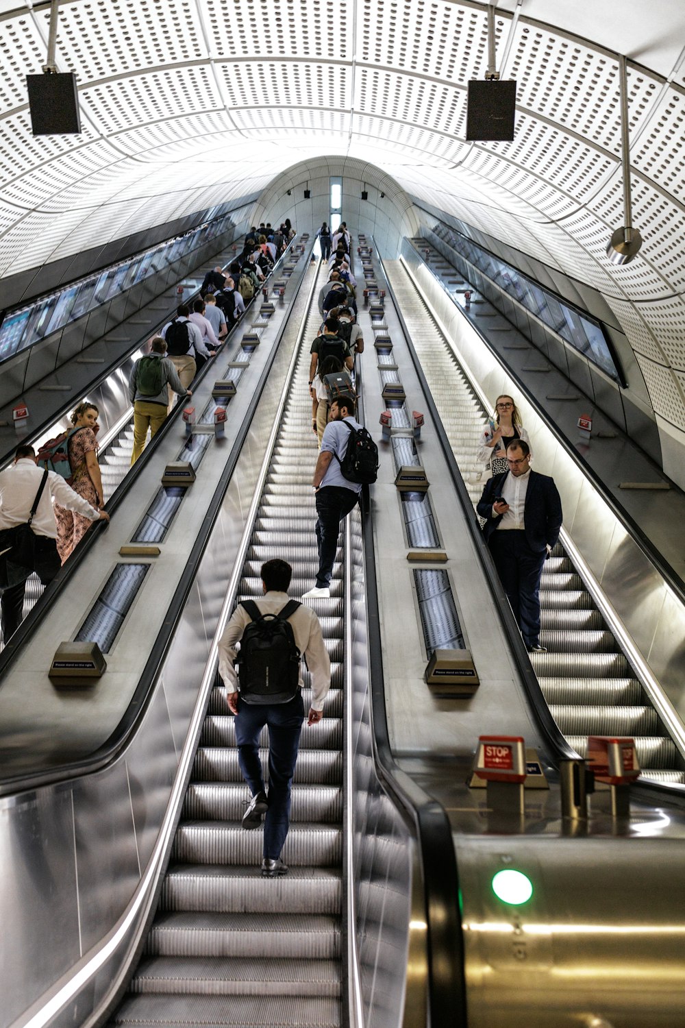 people walking down a flight of stairs