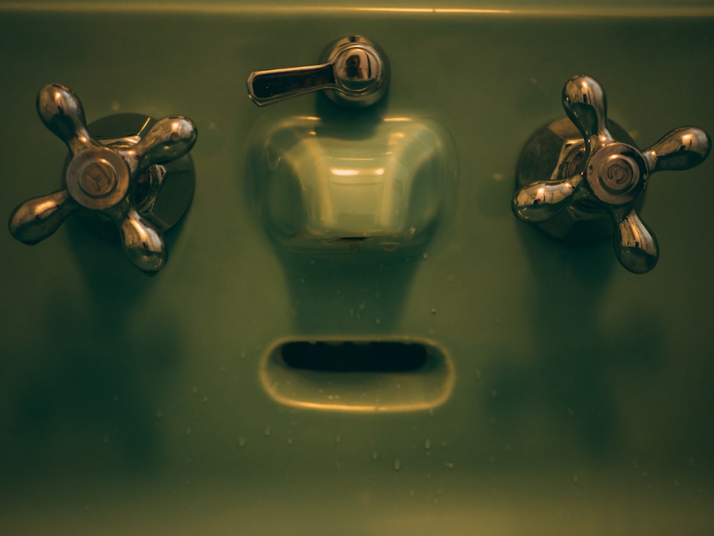 a close-up of a green sink