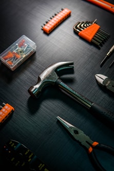 a group of tools lay on a table