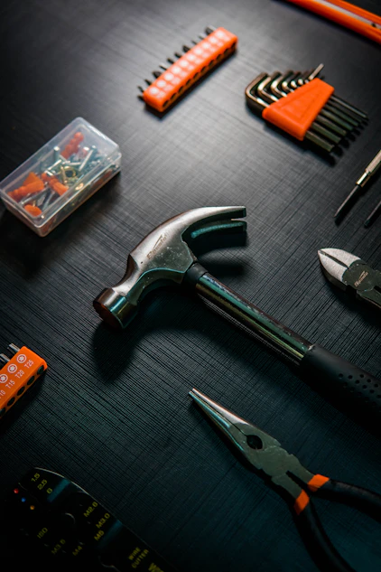 a group of tools lay on a table