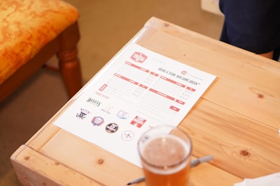 a menu on a table