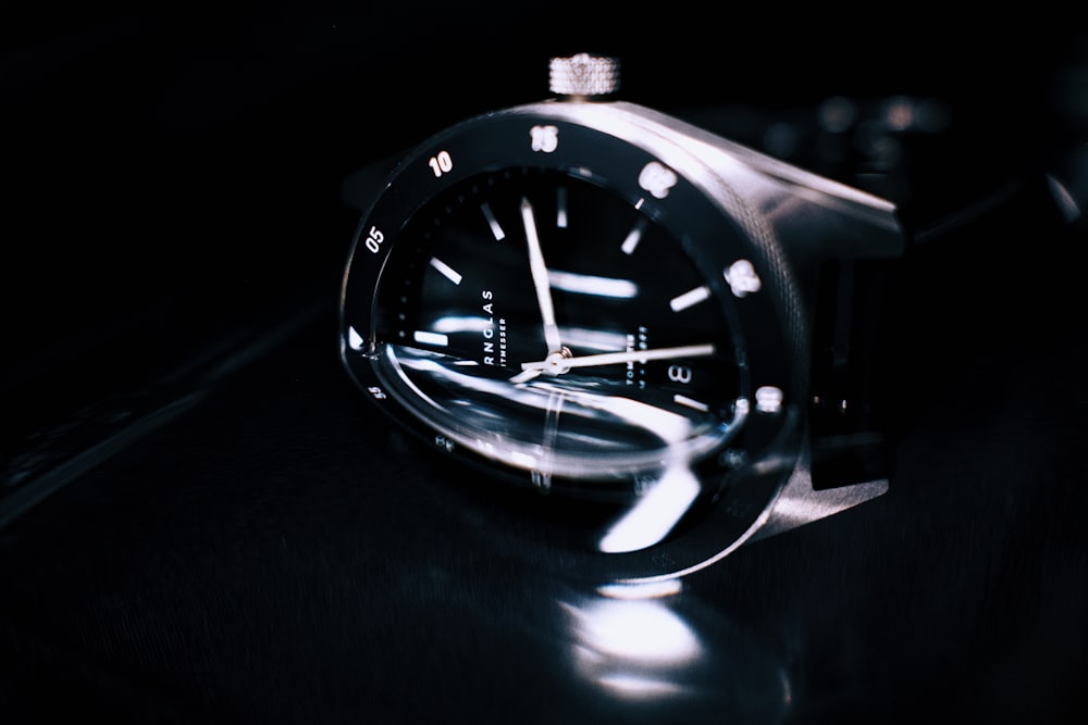 a black analog watch