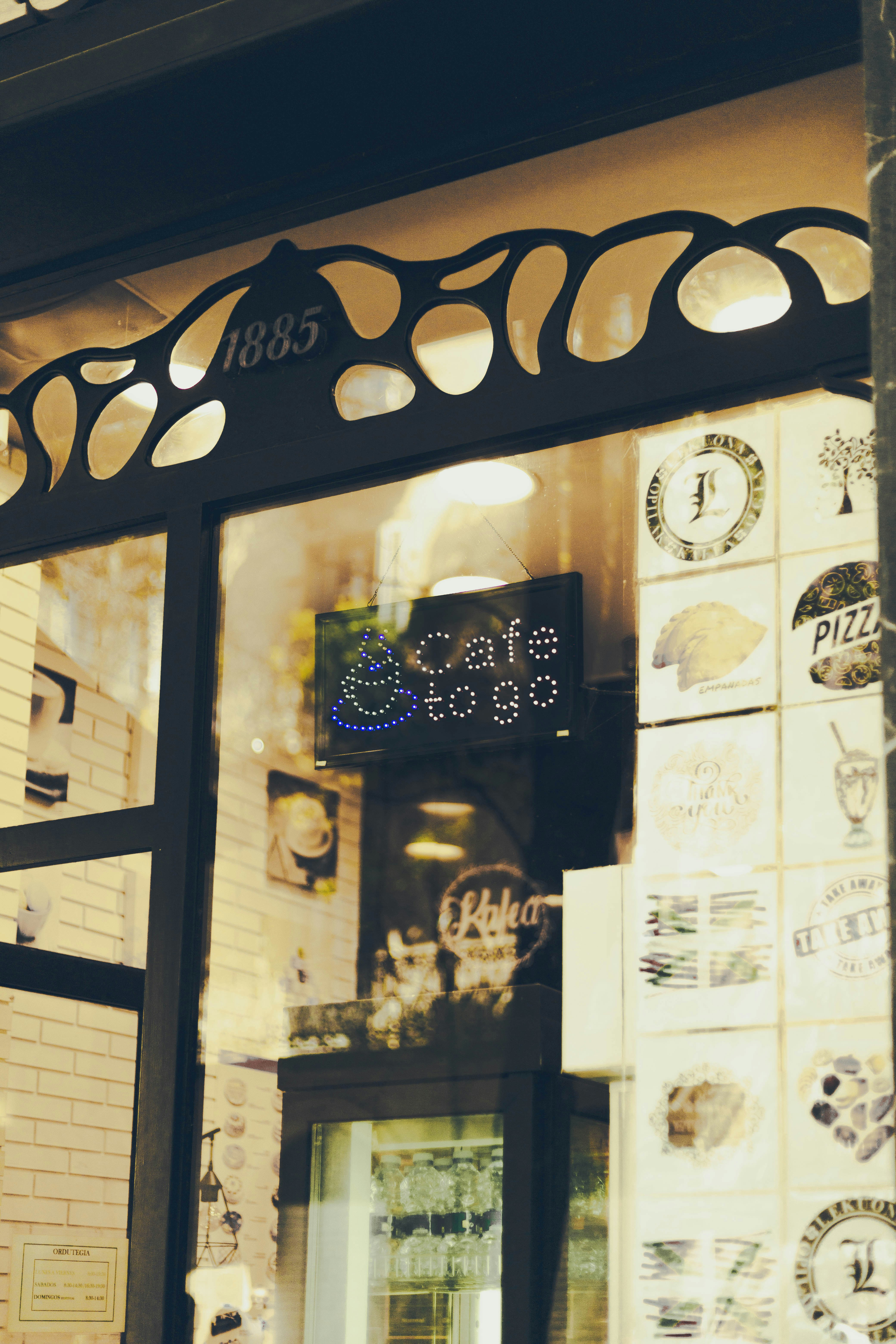 a window with a screen and a clock on it