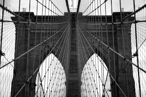 a close-up of Brooklyn Bridge
