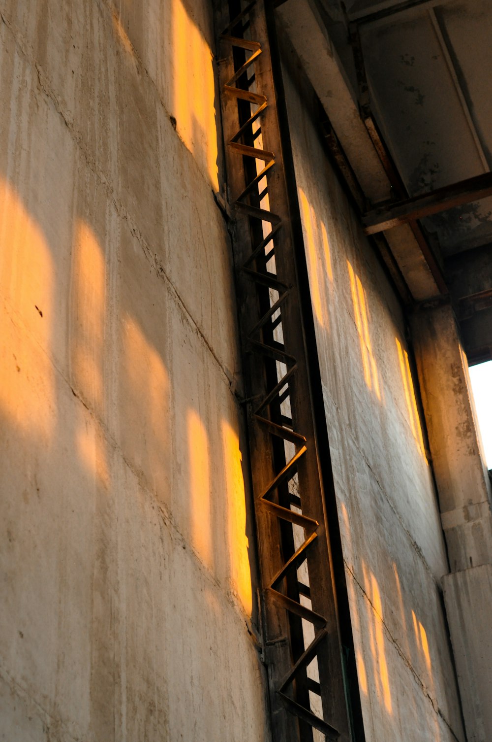 a ladder leaning against a wall