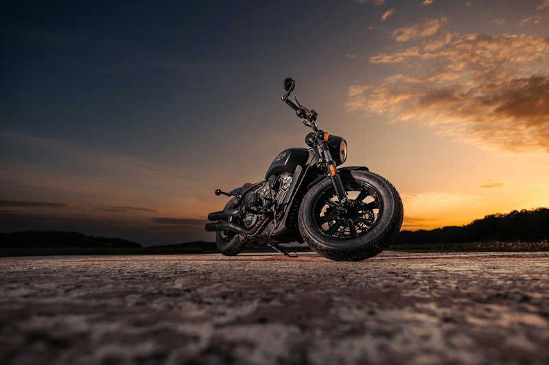 Motorbike parked at dusk, mobile motorbike battery replacement in Sydney