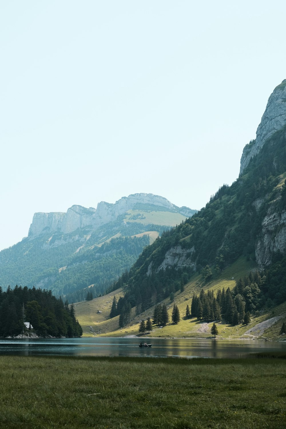 a lake in a mountainous region