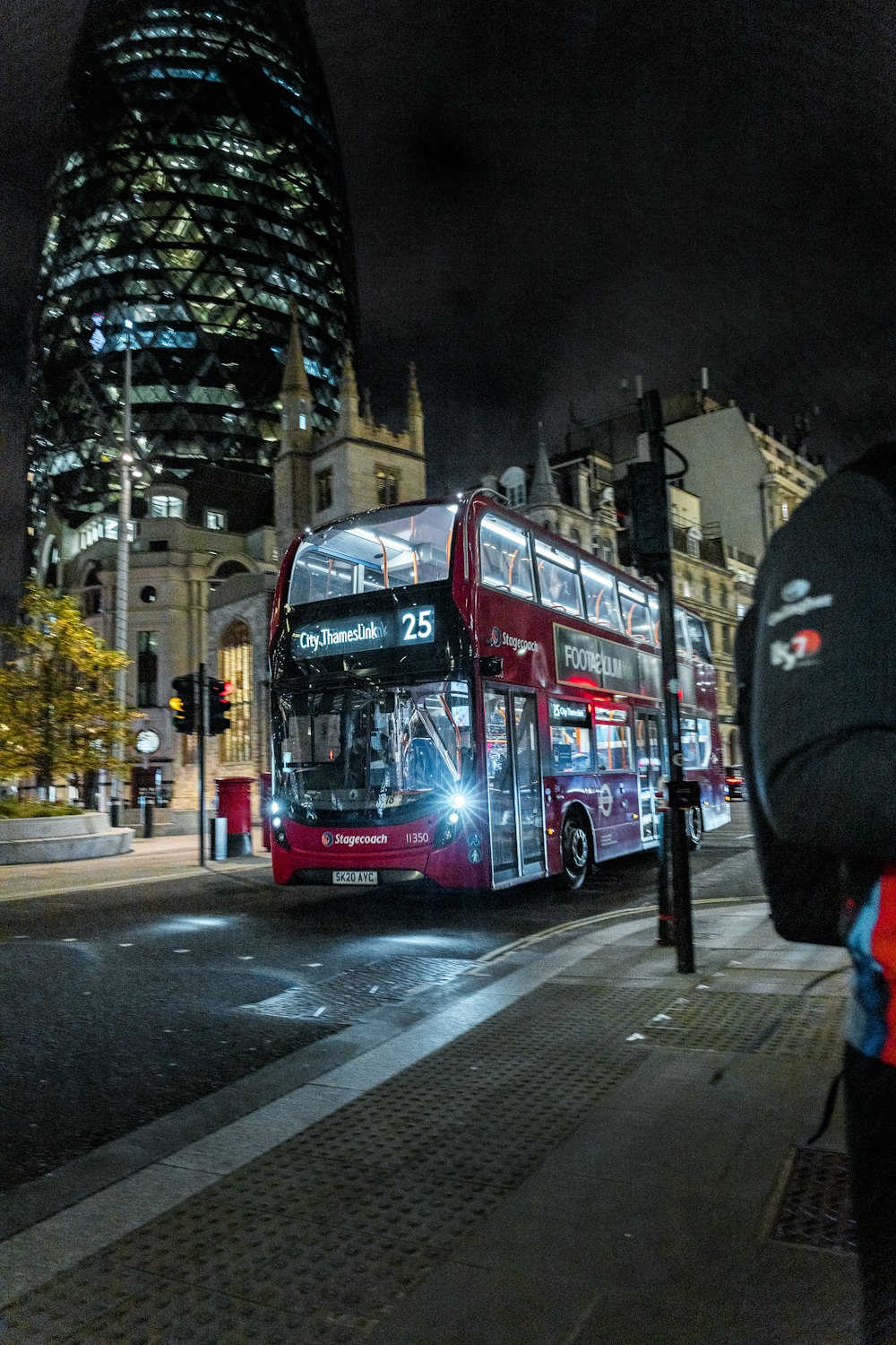 a double decker bus on the street