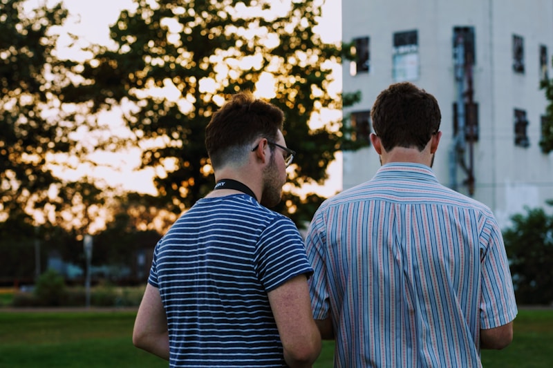 Matching striped shirt couple