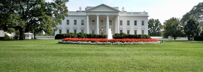 a white house with a lawn in front of it