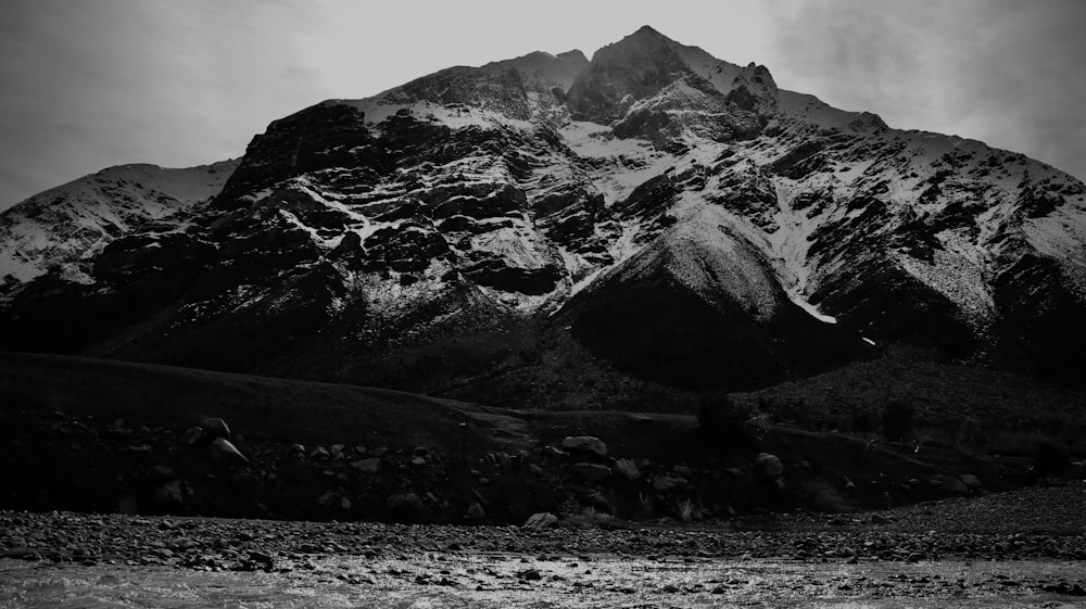 a mountain with snow