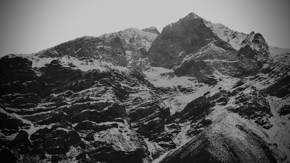 a mountain range with snow