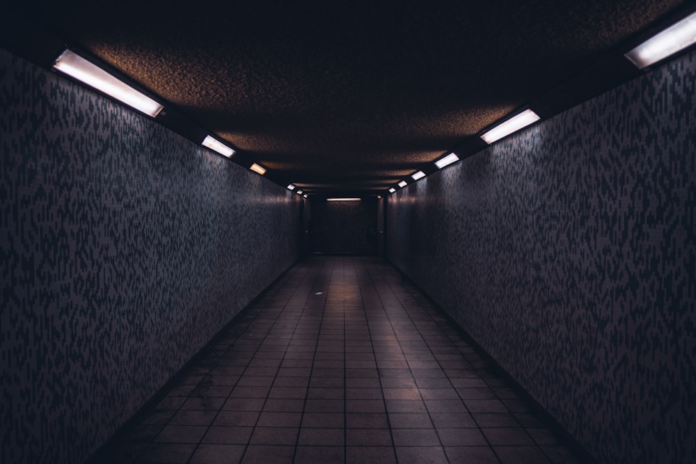 a tunnel with lights
