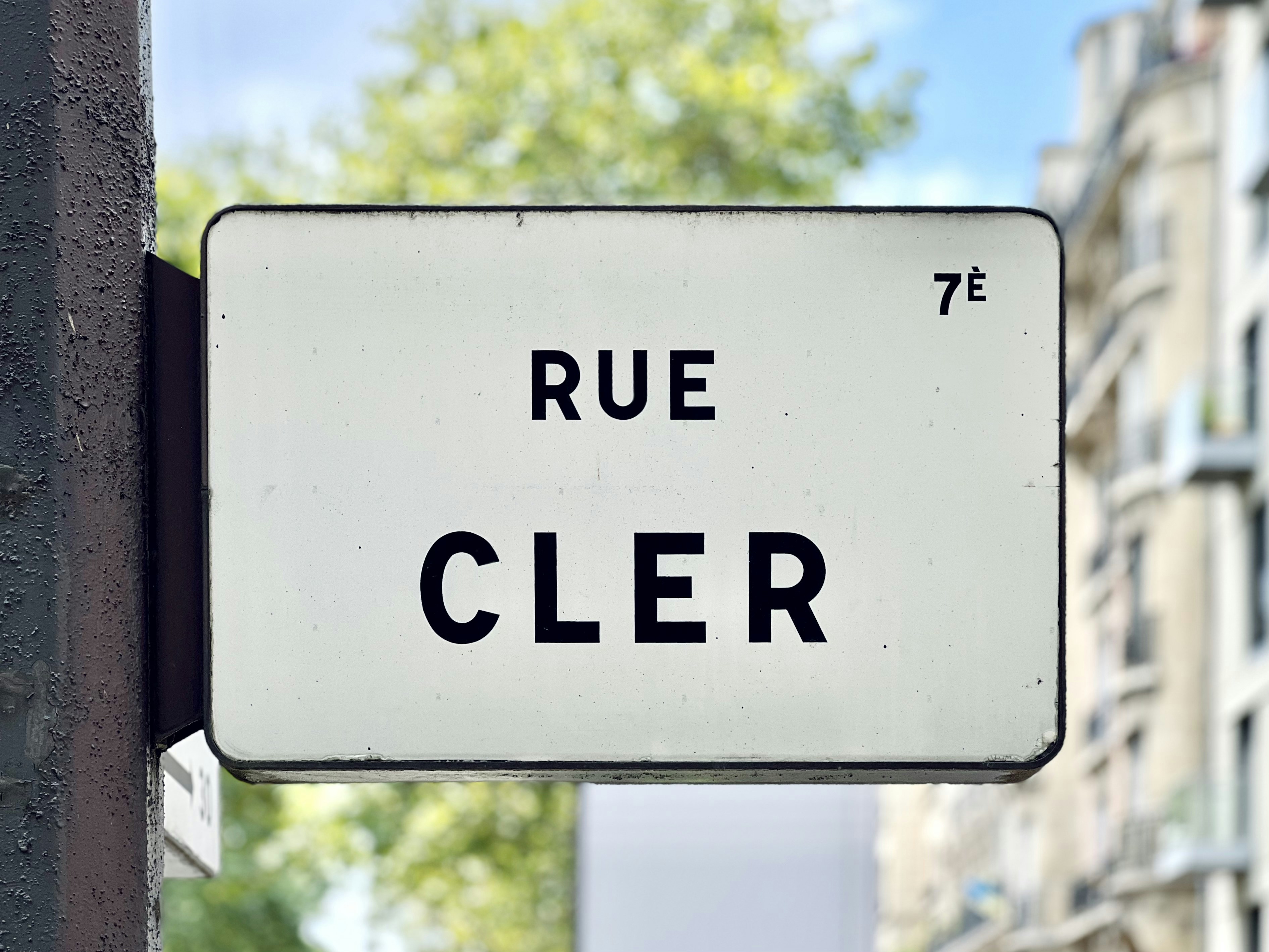 Shop sign on Rue Cler, the market street in Paris’s 7th arrondissement.