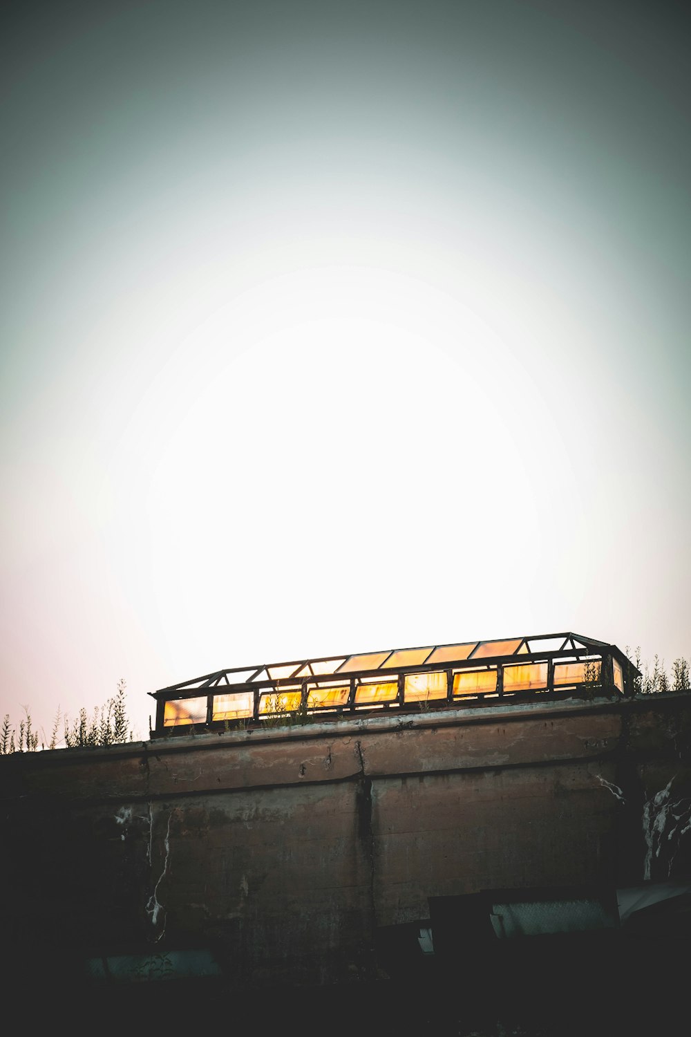 a school bus on a bridge