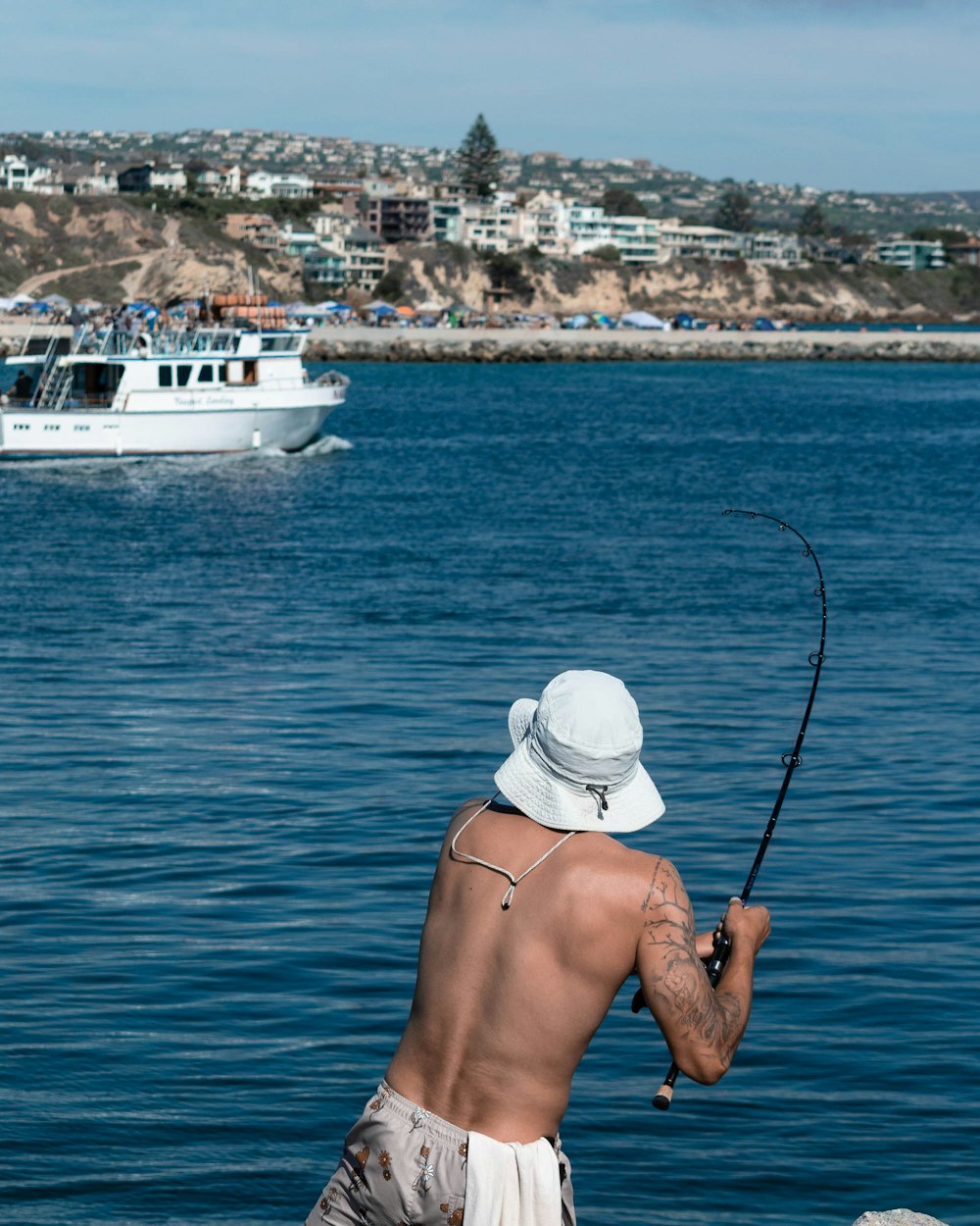 a man fishing in the sea