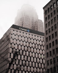 a tall building with a sign on it