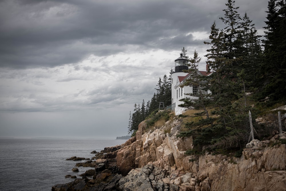 Acadia National Park on a rocky cliff by the water