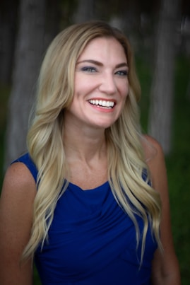 a woman with blonde hair