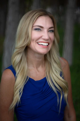 a woman with blonde hair