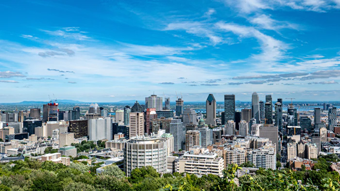Mount Royal lookout with view of Montreal skyline