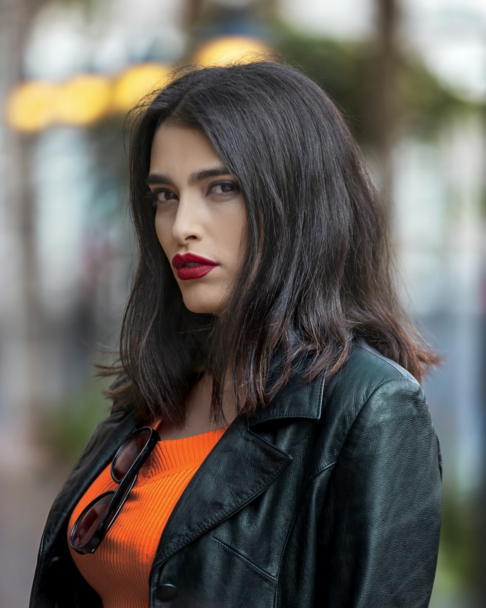 a woman with long hair