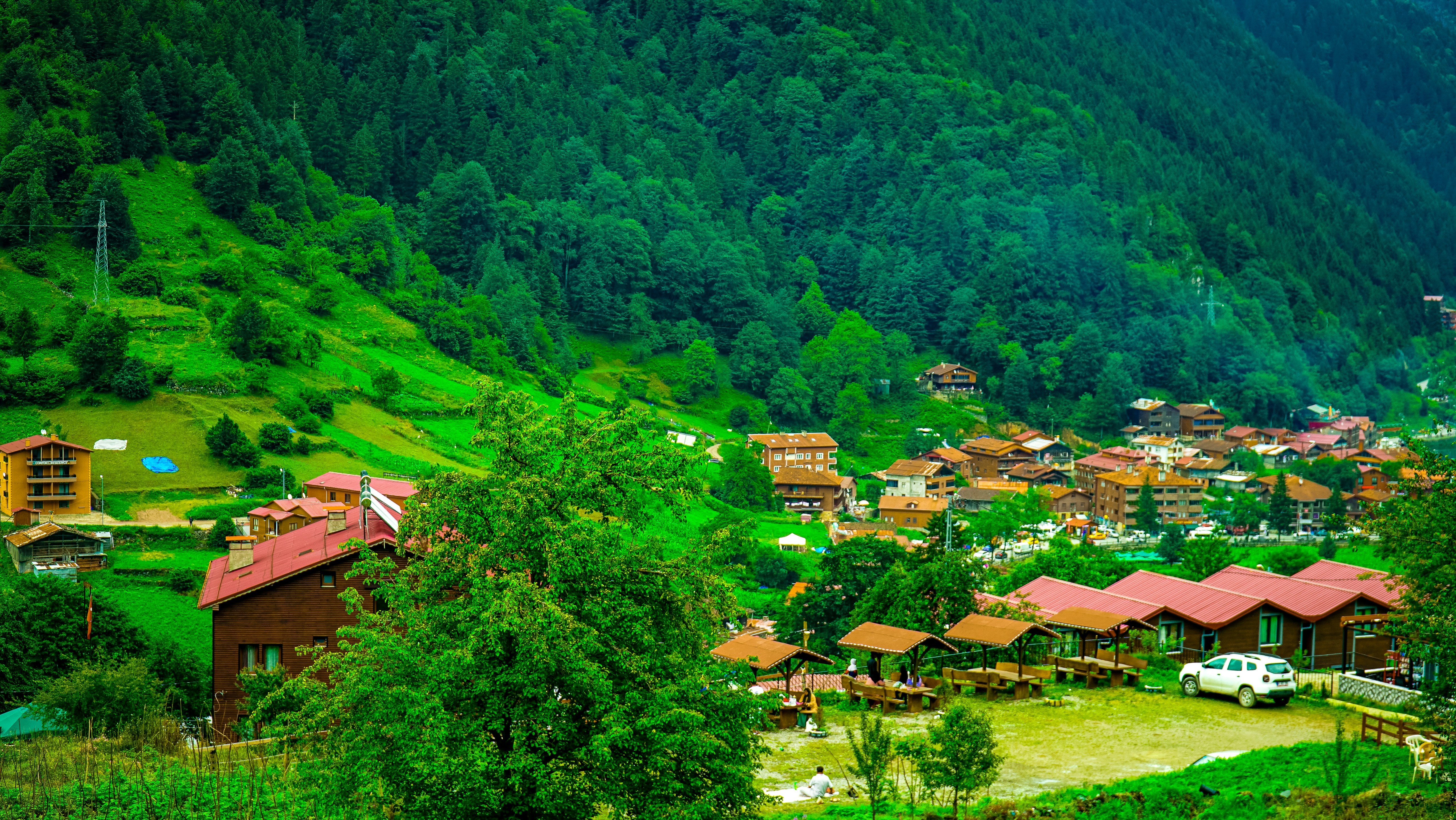 A misty, mountainous view of Trabzon's lush Black Sea region.