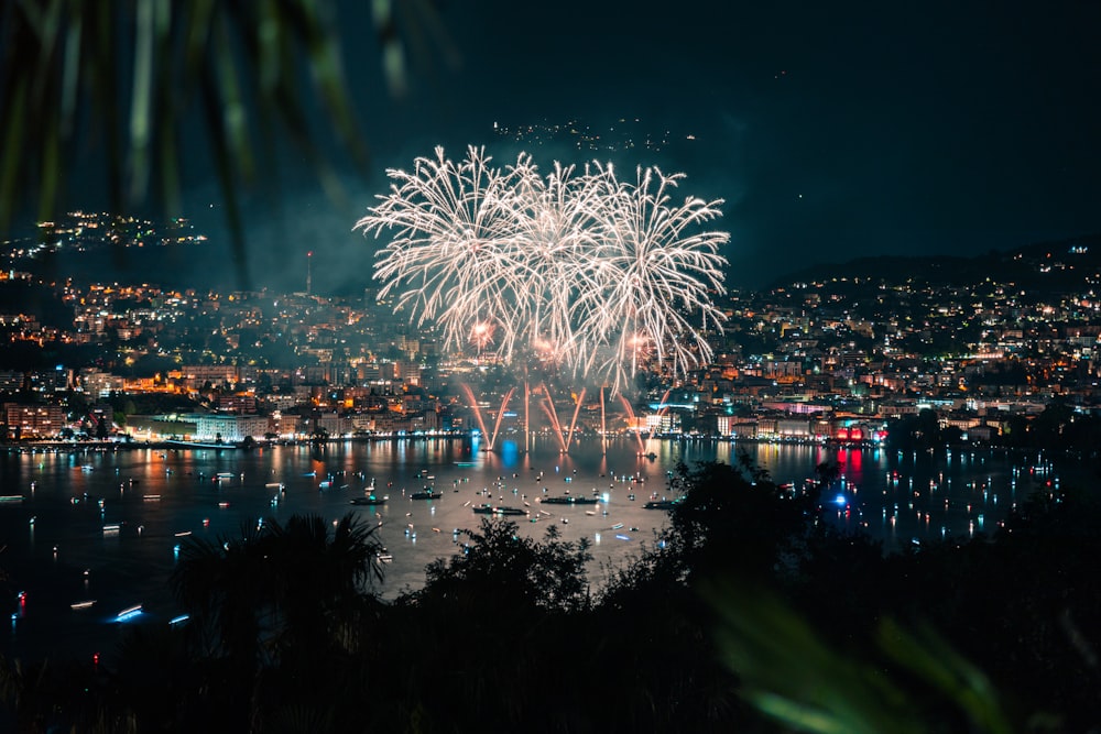 fireworks over a city