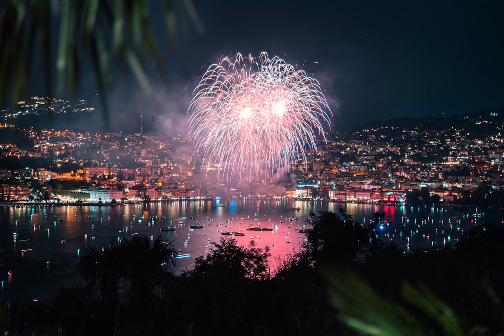 fireworks over a city