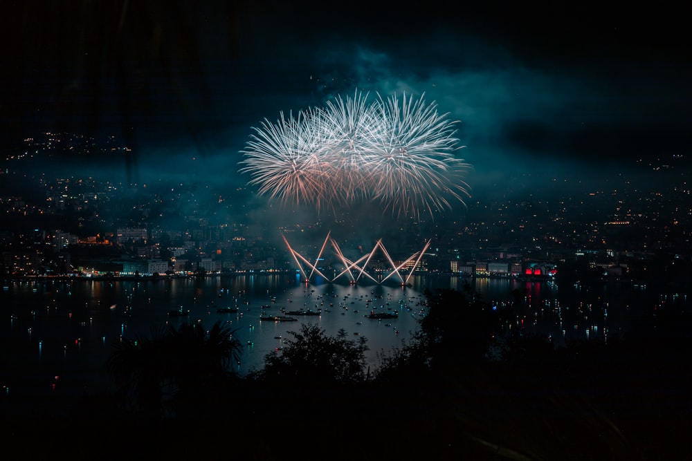 fireworks over a city