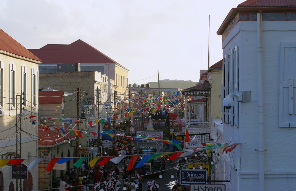 a crowd of people in a city