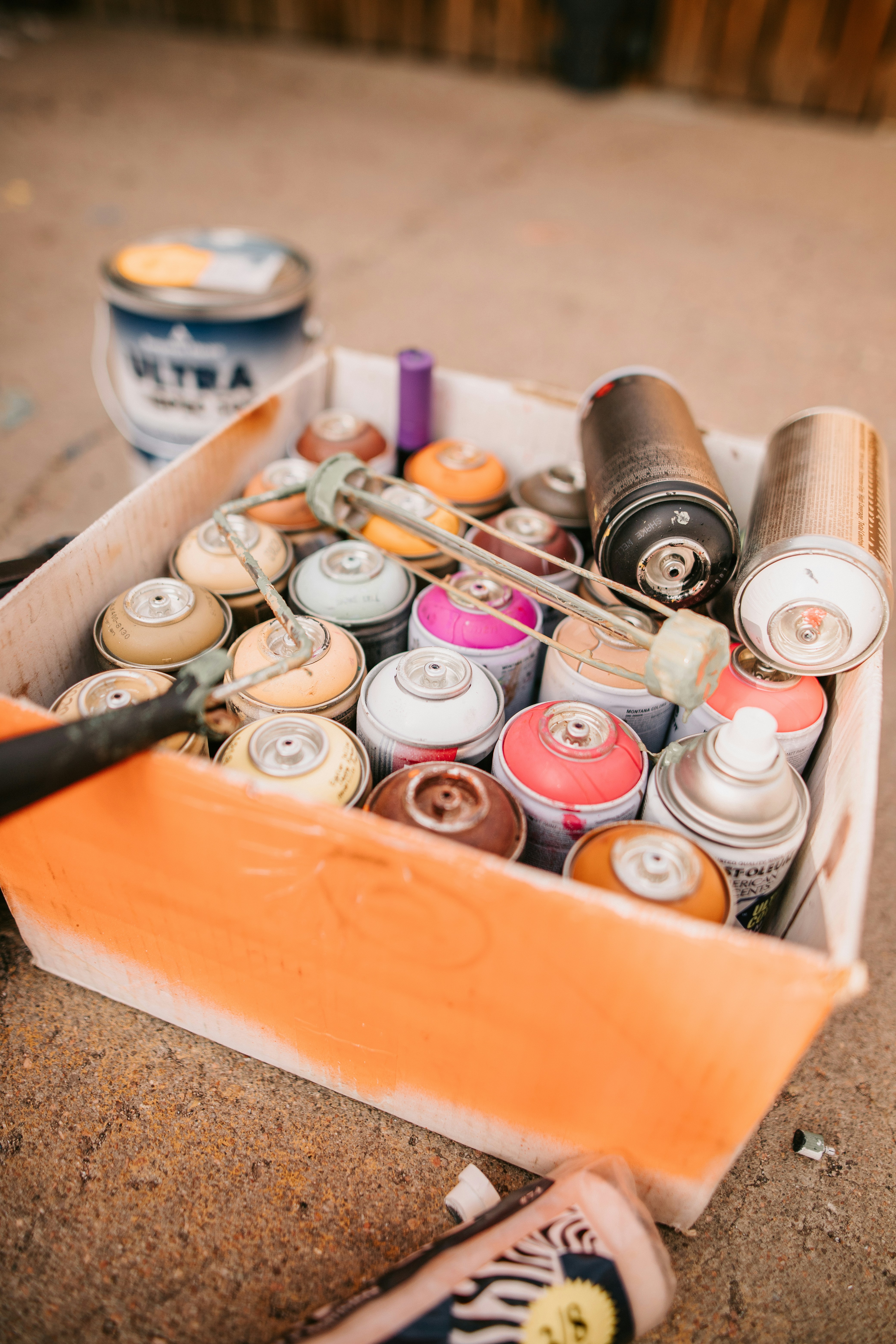 a group of bottles and cans