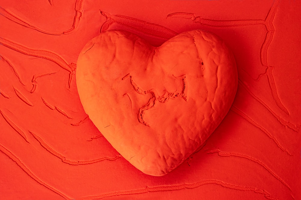 a heart made of red fabric