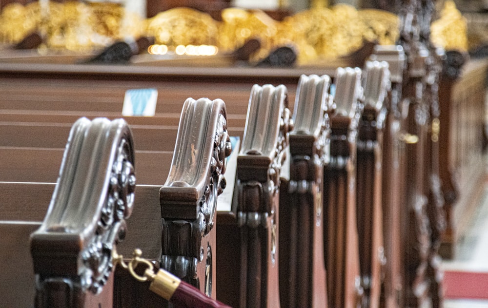 a row of knives on a shelf