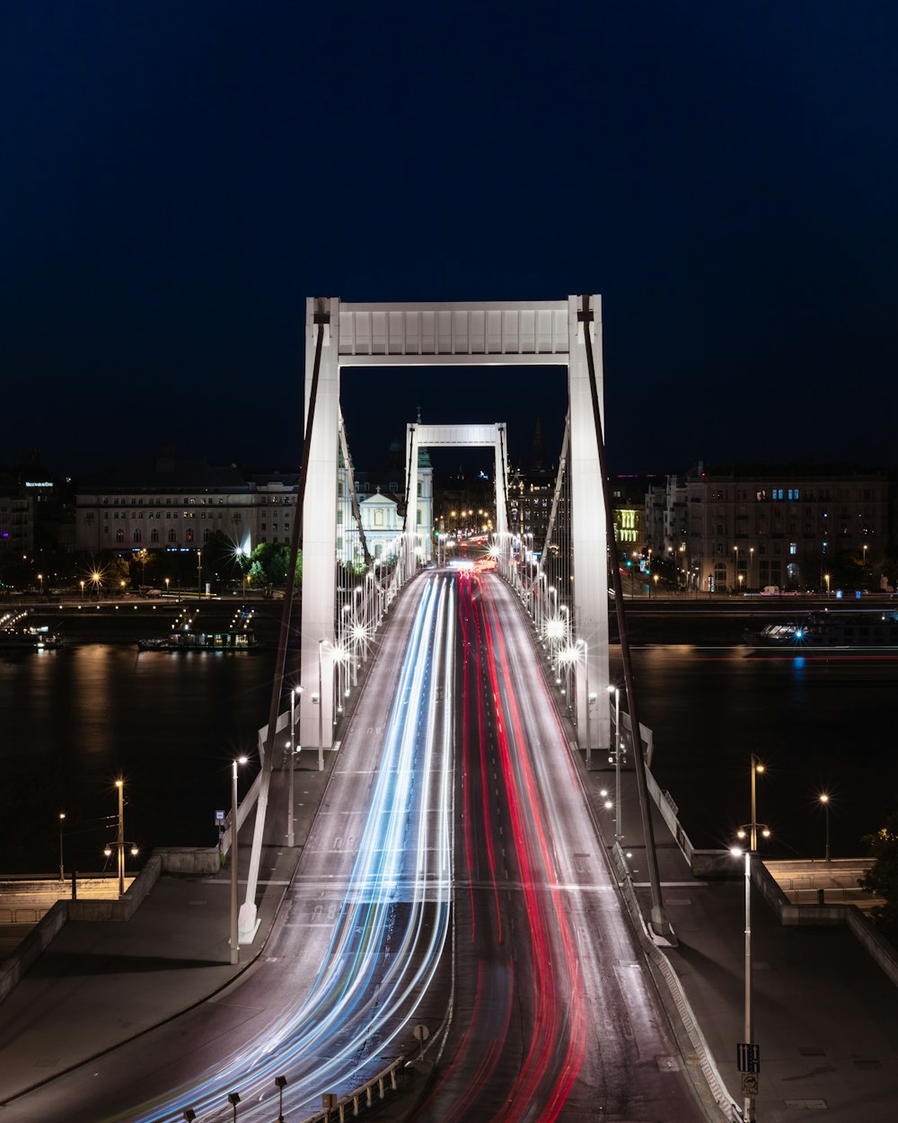 a bridge with lights at night