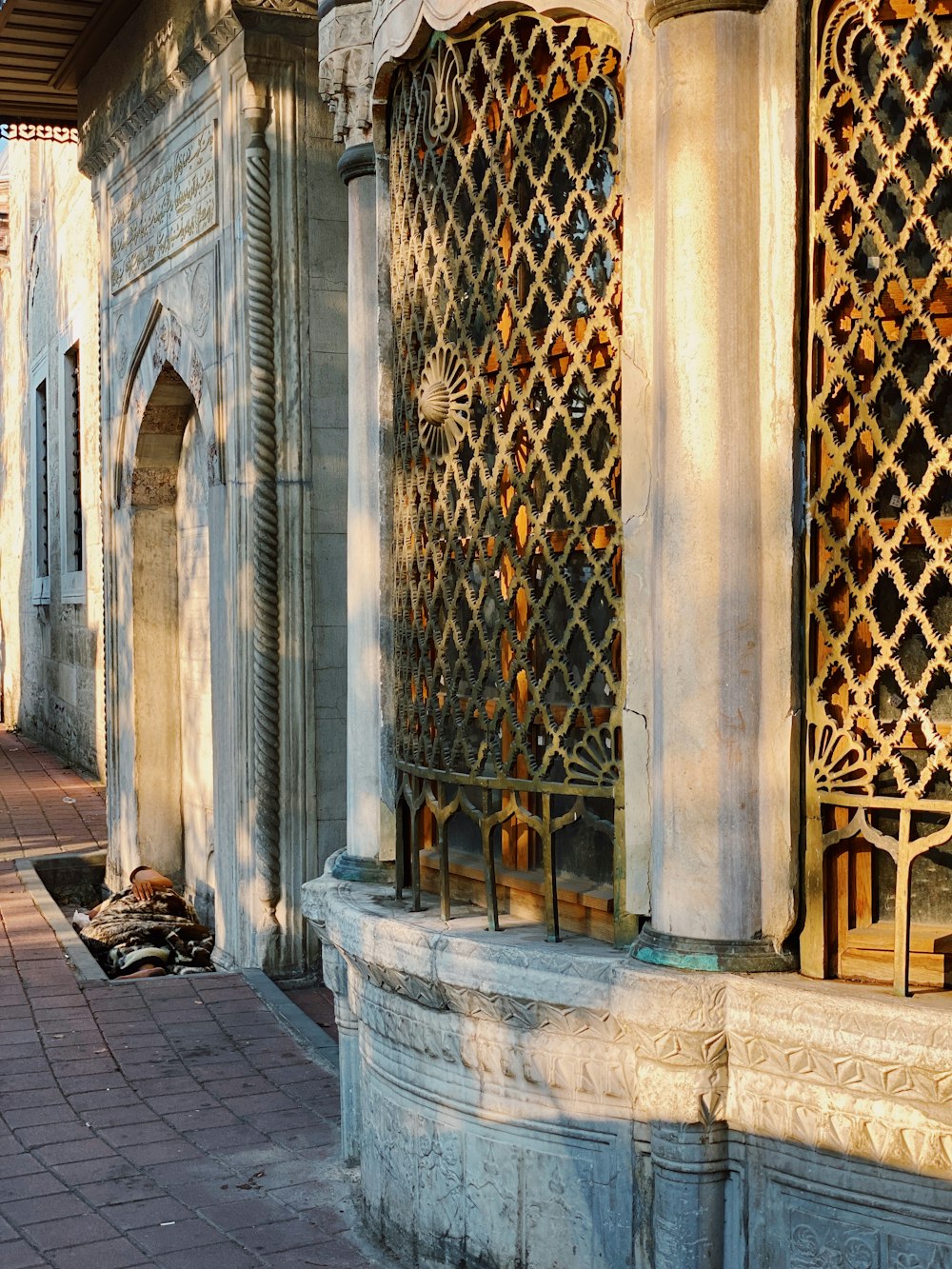 a large ornate wall with a fireplace