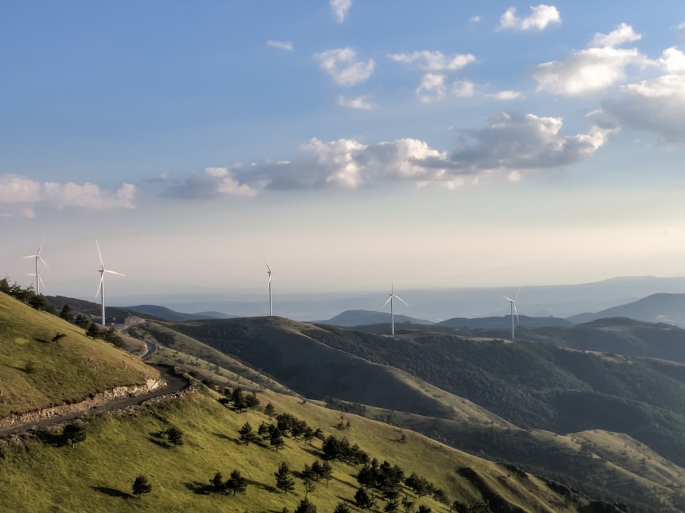 a landscape with wind turbines